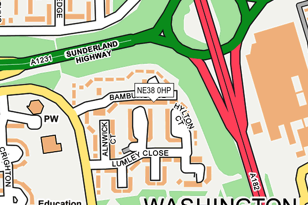 NE38 0HP map - OS OpenMap – Local (Ordnance Survey)