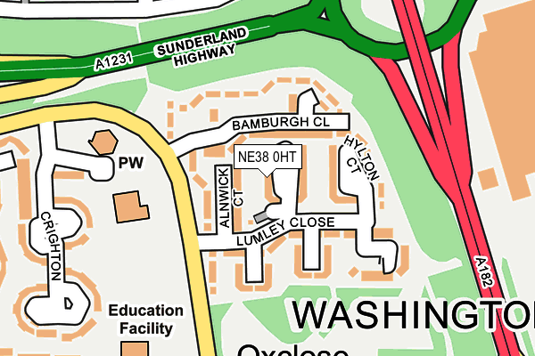 NE38 0HT map - OS OpenMap – Local (Ordnance Survey)