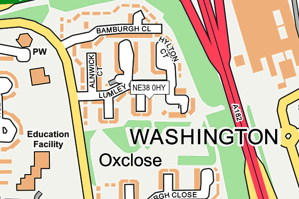 NE38 0HY map - OS OpenMap – Local (Ordnance Survey)