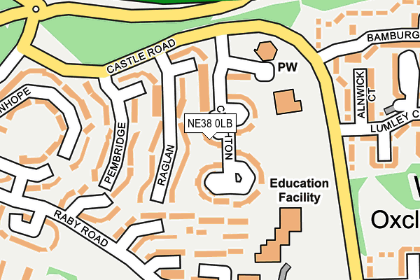 NE38 0LB map - OS OpenMap – Local (Ordnance Survey)