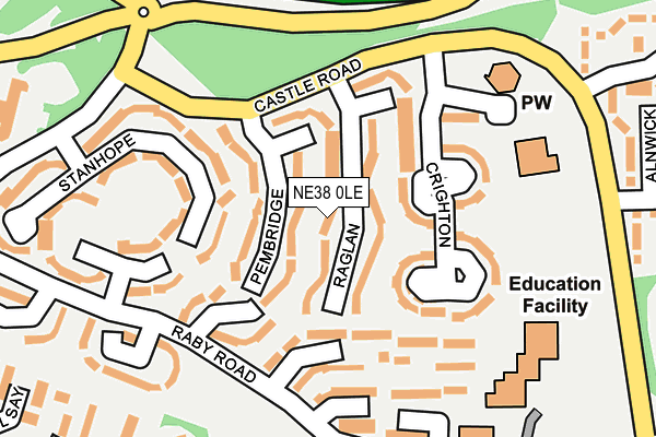 NE38 0LE map - OS OpenMap – Local (Ordnance Survey)