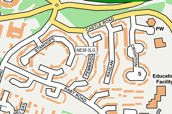 NE38 0LG map - OS OpenMap – Local (Ordnance Survey)