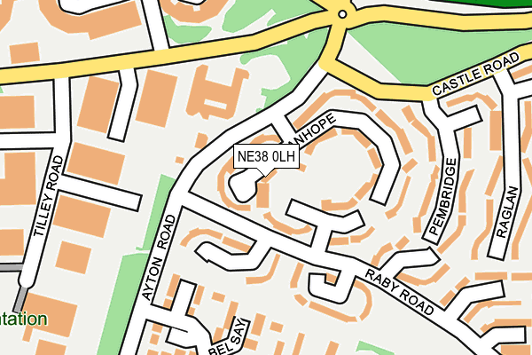 NE38 0LH map - OS OpenMap – Local (Ordnance Survey)