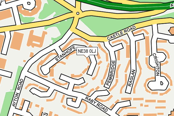 NE38 0LJ map - OS OpenMap – Local (Ordnance Survey)