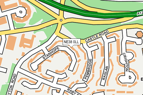 NE38 0LL map - OS OpenMap – Local (Ordnance Survey)