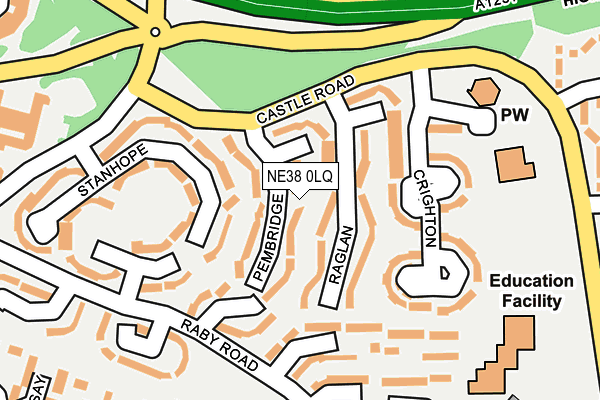 NE38 0LQ map - OS OpenMap – Local (Ordnance Survey)