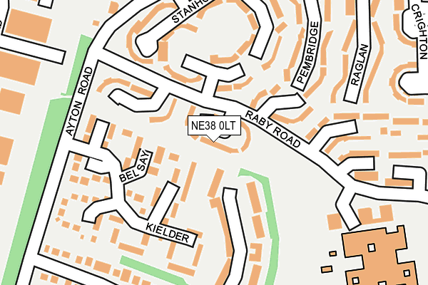 NE38 0LT map - OS OpenMap – Local (Ordnance Survey)