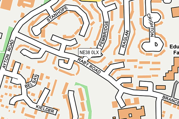 NE38 0LX map - OS OpenMap – Local (Ordnance Survey)