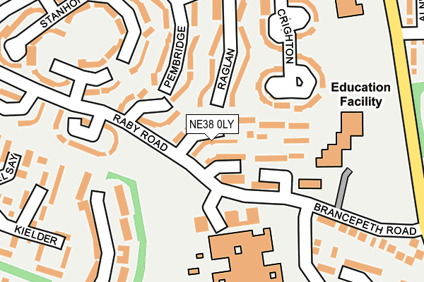NE38 0LY map - OS OpenMap – Local (Ordnance Survey)
