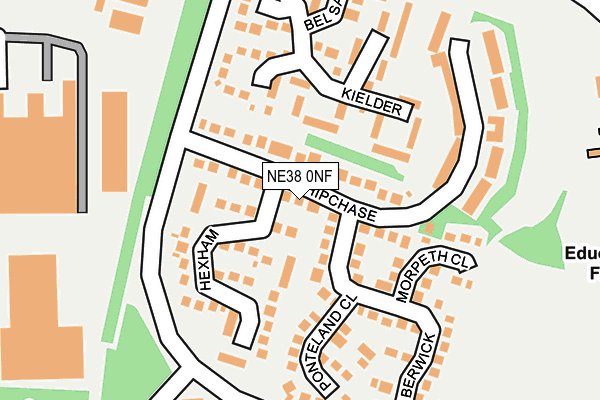 NE38 0NF map - OS OpenMap – Local (Ordnance Survey)