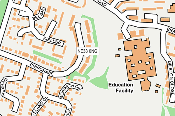 NE38 0NG map - OS OpenMap – Local (Ordnance Survey)