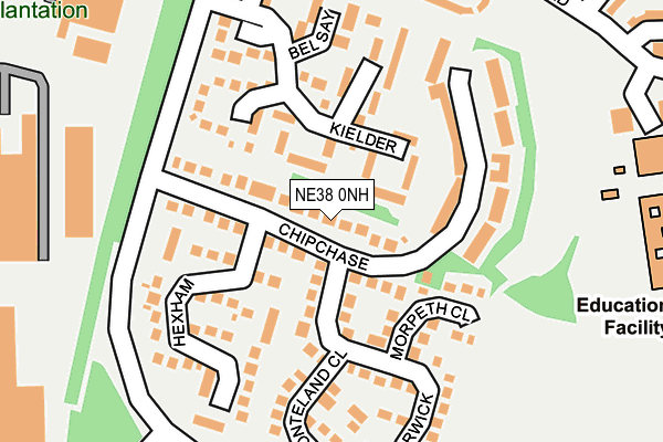 NE38 0NH map - OS OpenMap – Local (Ordnance Survey)