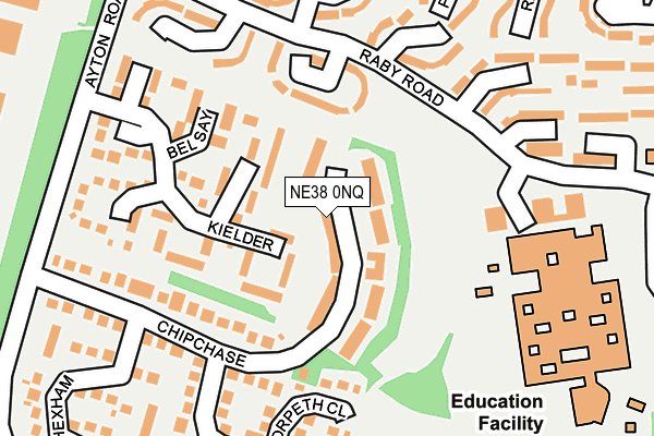 NE38 0NQ map - OS OpenMap – Local (Ordnance Survey)