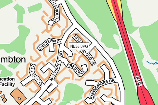 NE38 0PG map - OS OpenMap – Local (Ordnance Survey)