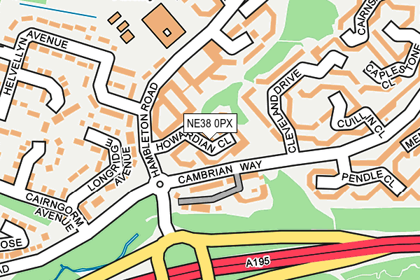 NE38 0PX map - OS OpenMap – Local (Ordnance Survey)