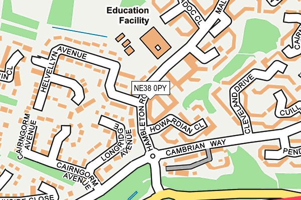 NE38 0PY map - OS OpenMap – Local (Ordnance Survey)