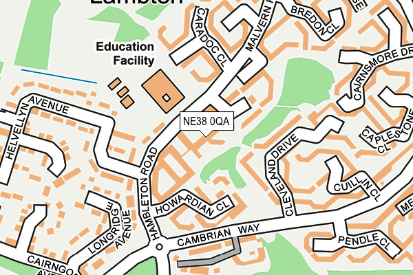 NE38 0QA map - OS OpenMap – Local (Ordnance Survey)