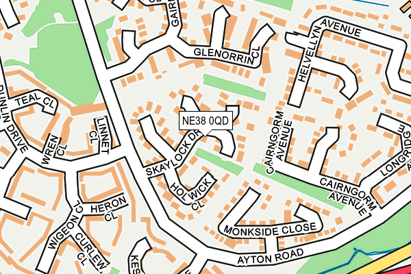 NE38 0QD map - OS OpenMap – Local (Ordnance Survey)