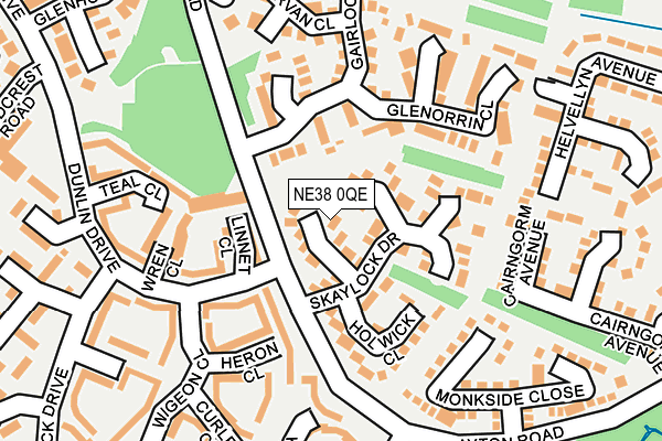 NE38 0QE map - OS OpenMap – Local (Ordnance Survey)