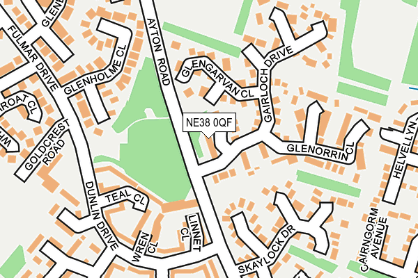 NE38 0QF map - OS OpenMap – Local (Ordnance Survey)