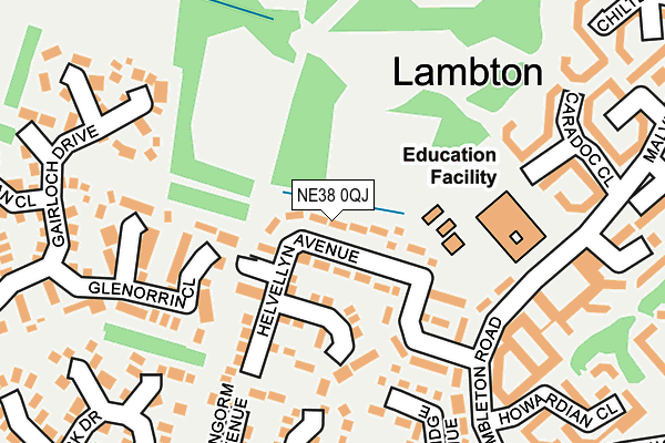NE38 0QJ map - OS OpenMap – Local (Ordnance Survey)