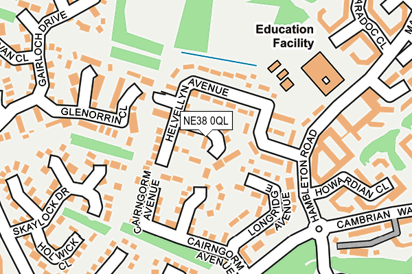 NE38 0QL map - OS OpenMap – Local (Ordnance Survey)