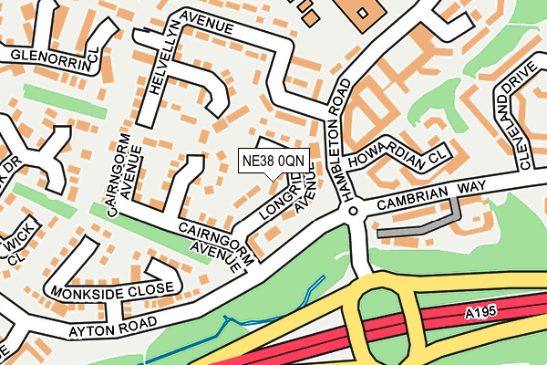 NE38 0QN map - OS OpenMap – Local (Ordnance Survey)