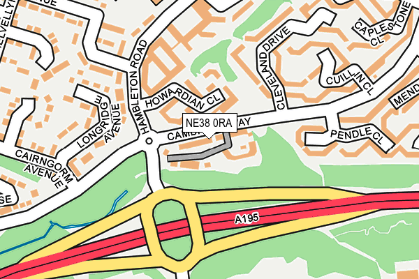 NE38 0RA map - OS OpenMap – Local (Ordnance Survey)