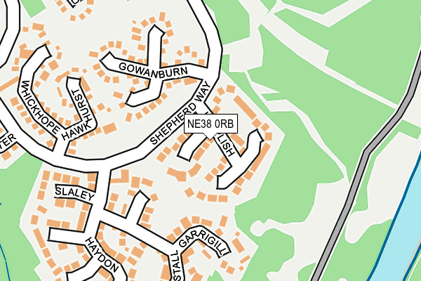 NE38 0RB map - OS OpenMap – Local (Ordnance Survey)