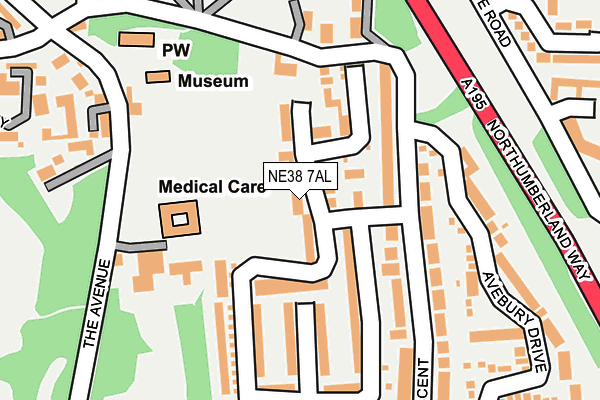 NE38 7AL map - OS OpenMap – Local (Ordnance Survey)