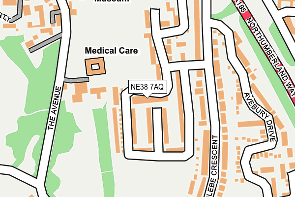 NE38 7AQ map - OS OpenMap – Local (Ordnance Survey)