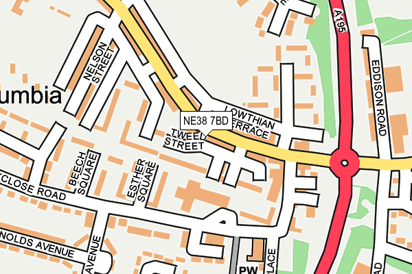 NE38 7BD map - OS OpenMap – Local (Ordnance Survey)