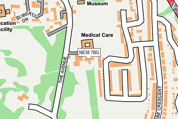 NE38 7BG map - OS OpenMap – Local (Ordnance Survey)