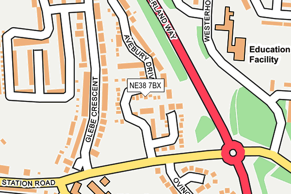 NE38 7BX map - OS OpenMap – Local (Ordnance Survey)