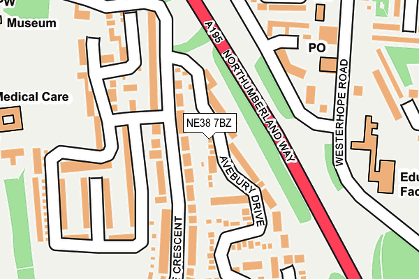 NE38 7BZ map - OS OpenMap – Local (Ordnance Survey)