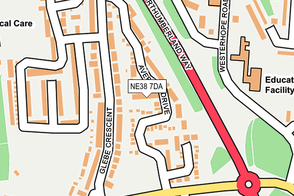 NE38 7DA map - OS OpenMap – Local (Ordnance Survey)