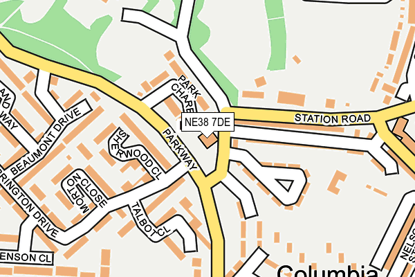NE38 7DE map - OS OpenMap – Local (Ordnance Survey)