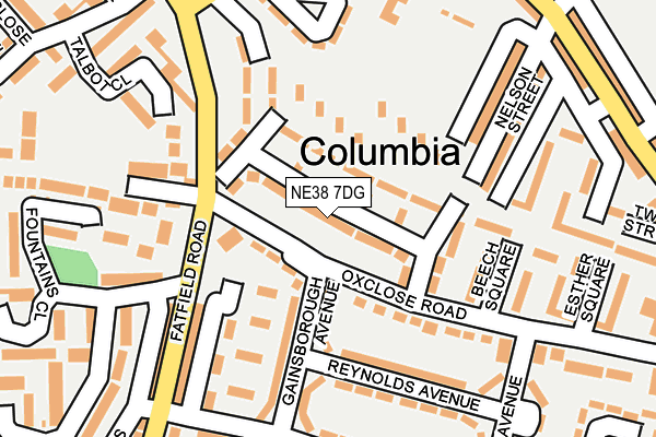 NE38 7DG map - OS OpenMap – Local (Ordnance Survey)