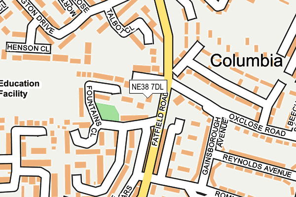 NE38 7DL map - OS OpenMap – Local (Ordnance Survey)
