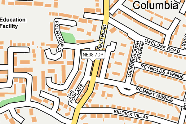 NE38 7DP map - OS OpenMap – Local (Ordnance Survey)