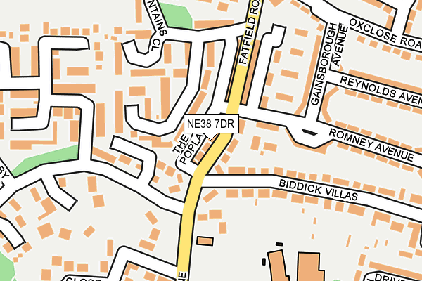 NE38 7DR map - OS OpenMap – Local (Ordnance Survey)