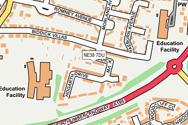 NE38 7DU map - OS OpenMap – Local (Ordnance Survey)