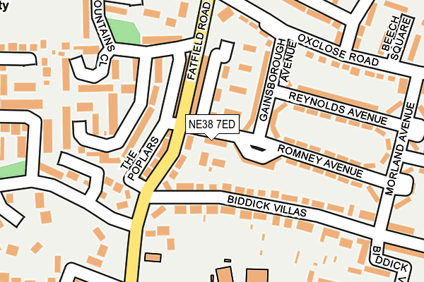 NE38 7ED map - OS OpenMap – Local (Ordnance Survey)