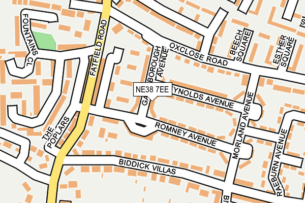 NE38 7EE map - OS OpenMap – Local (Ordnance Survey)