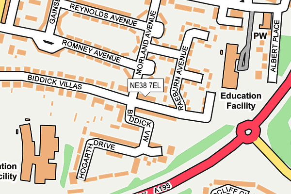 NE38 7EL map - OS OpenMap – Local (Ordnance Survey)