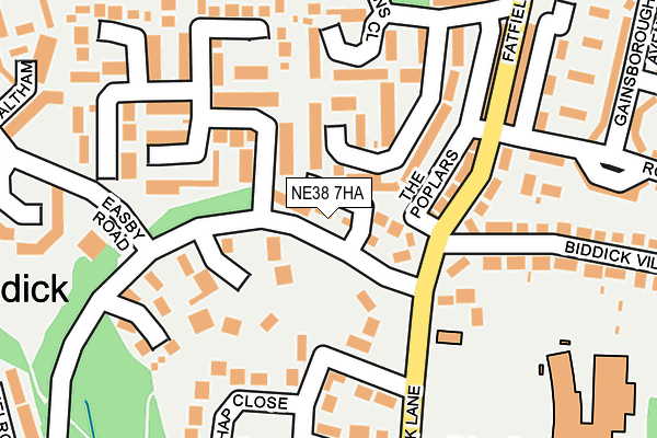 NE38 7HA map - OS OpenMap – Local (Ordnance Survey)