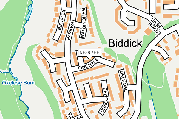 NE38 7HE map - OS OpenMap – Local (Ordnance Survey)