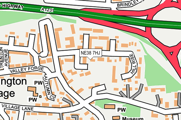 NE38 7HJ map - OS OpenMap – Local (Ordnance Survey)