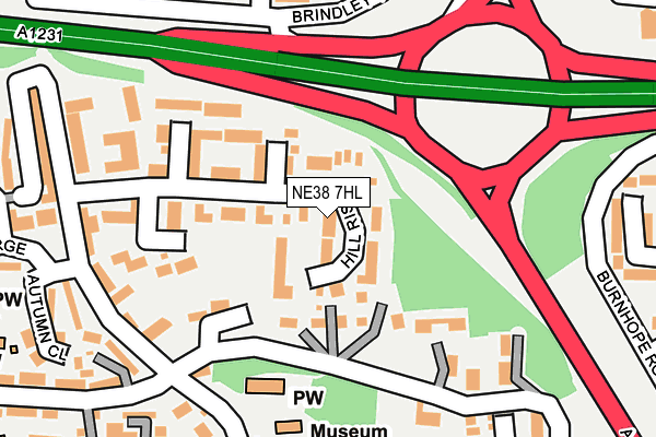 NE38 7HL map - OS OpenMap – Local (Ordnance Survey)