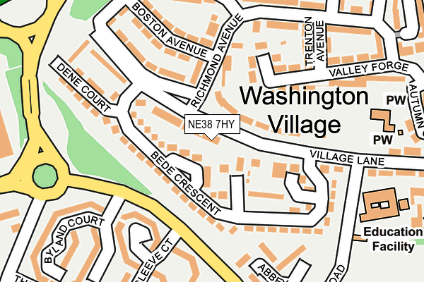 NE38 7HY map - OS OpenMap – Local (Ordnance Survey)
